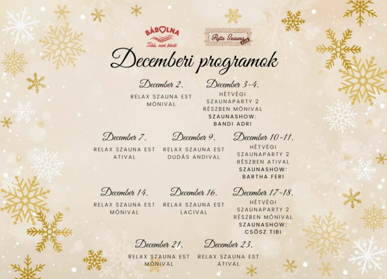 Decemberi szaunaprogramok