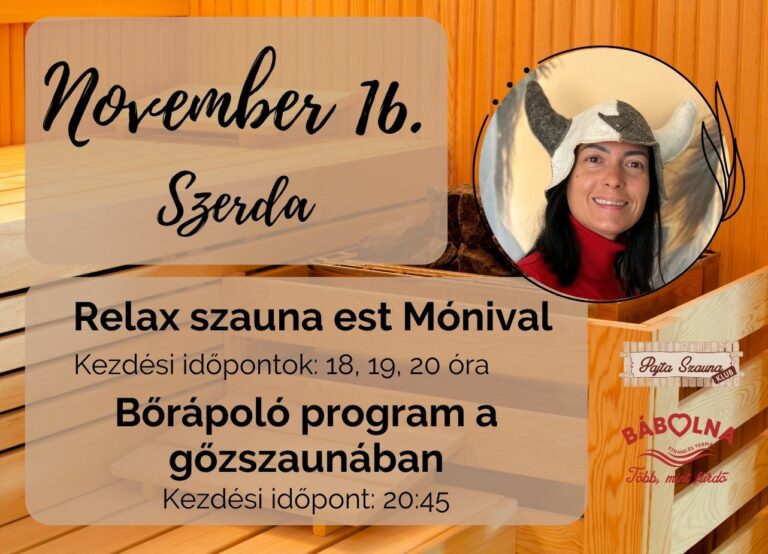 Relax szauna est Mónival!