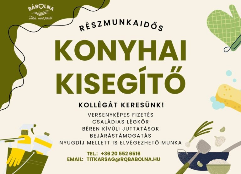 Részmunkaidős konyhai kisegítő kollégát keresünk!