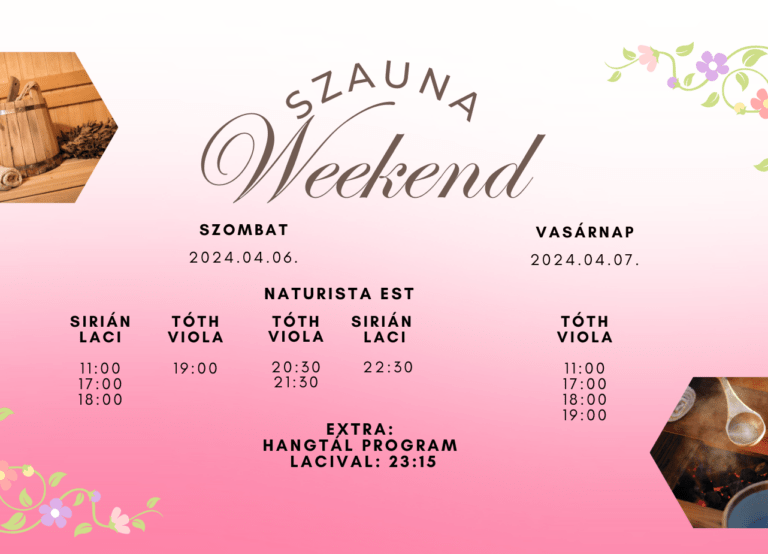 Szauna weekend – Tóth Violával és Sirián Lacival