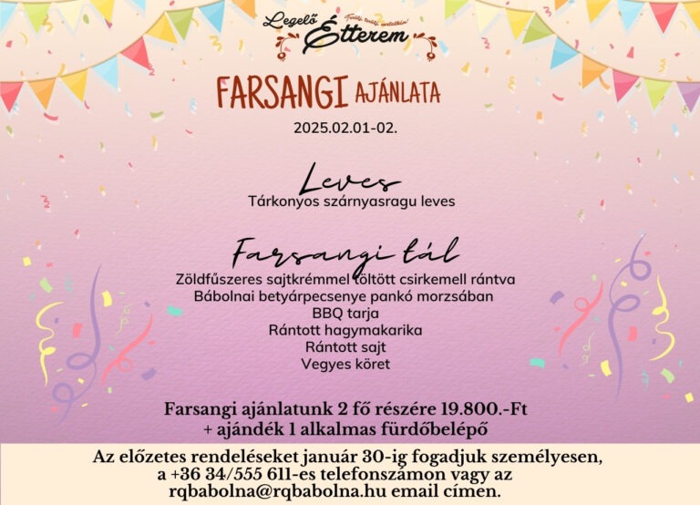 Farsangi hétvége a Legelő Étteremben – 2025.02.01.-02.
