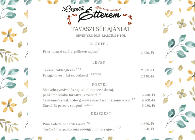Már elérhető „Tavaszi séf ajánlat” az éttermünkben