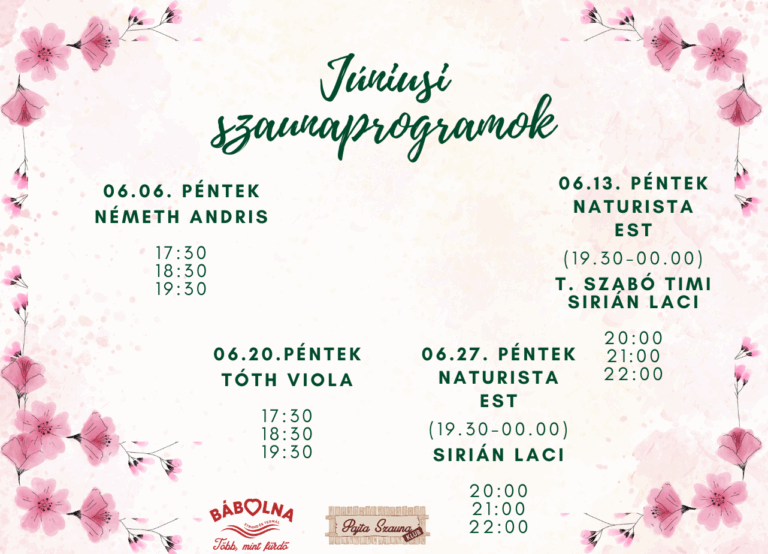 Júniusi szaunaprogramok