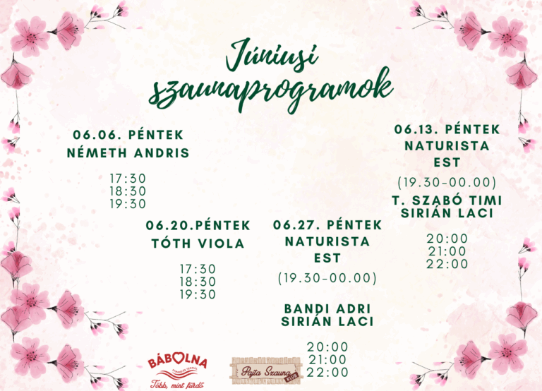 Júniusi szaunaprogramok