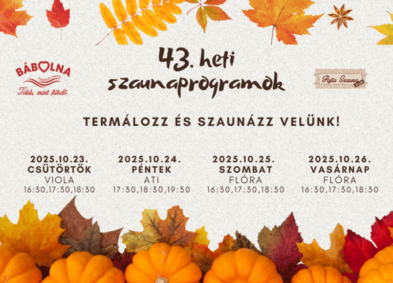 43. heti szaunaprogramok