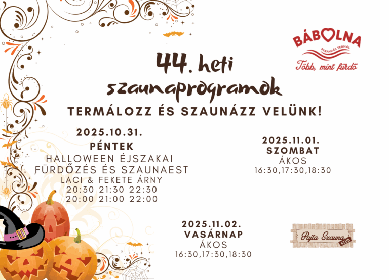 44. heti szaunaprogramok