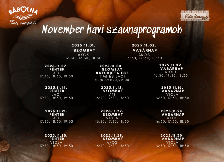 Novemberi szaunaprogramok