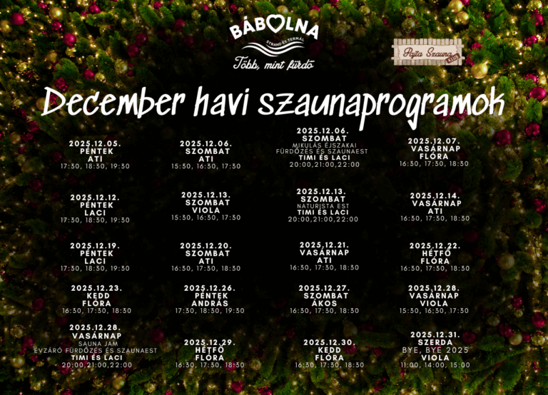 Decemberi szaunaprogramok