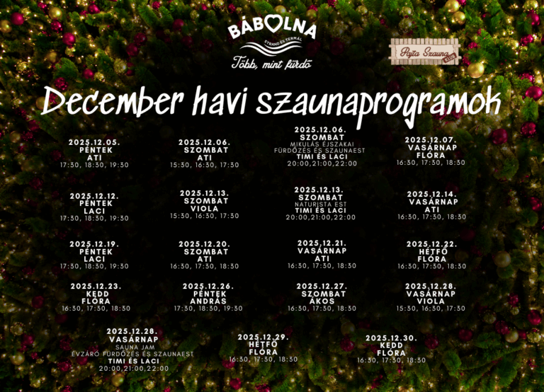 Decemberi szaunaprogramok