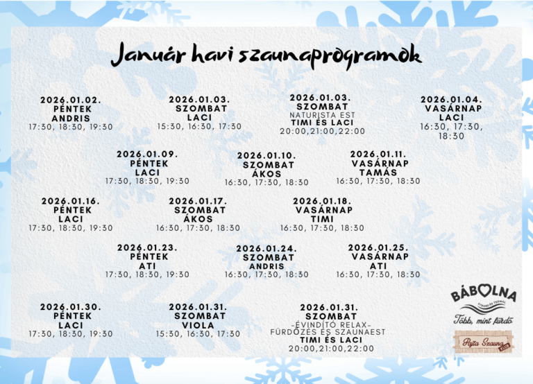 Januári szaunaprogramok
