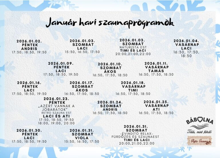 Januári szaunaprogramok