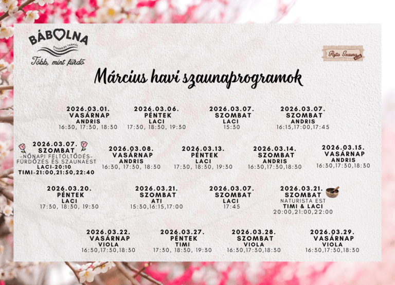 Márciusi szaunaprogramok