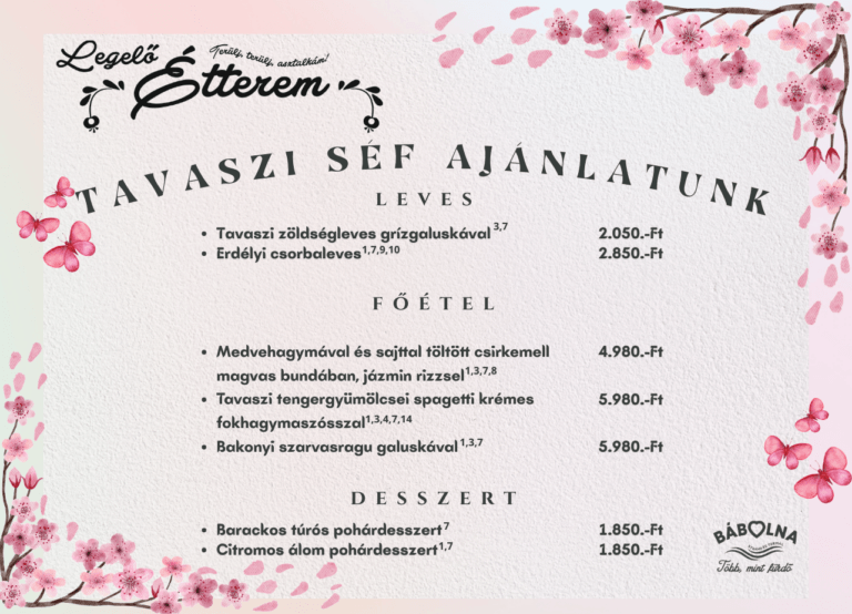 Tavaszi Séf Ajánlat a Legelő Étteremben