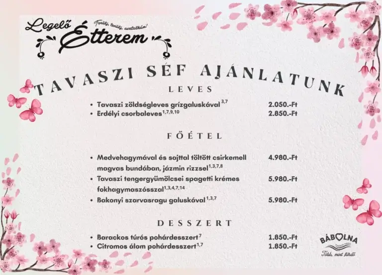 Tavaszi Séf Ajánlat a Legelő Étteremben