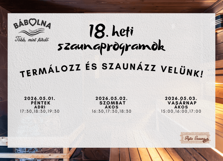 18. heti szaunaprogramok