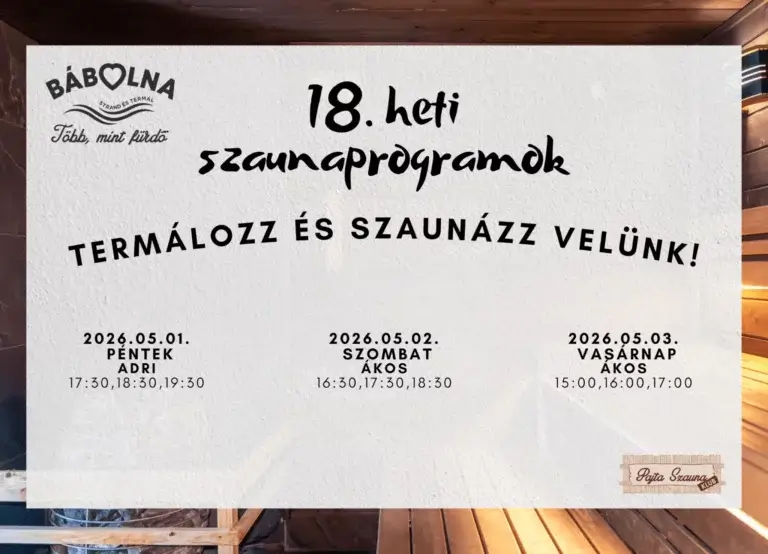 18. heti szaunaprogramok