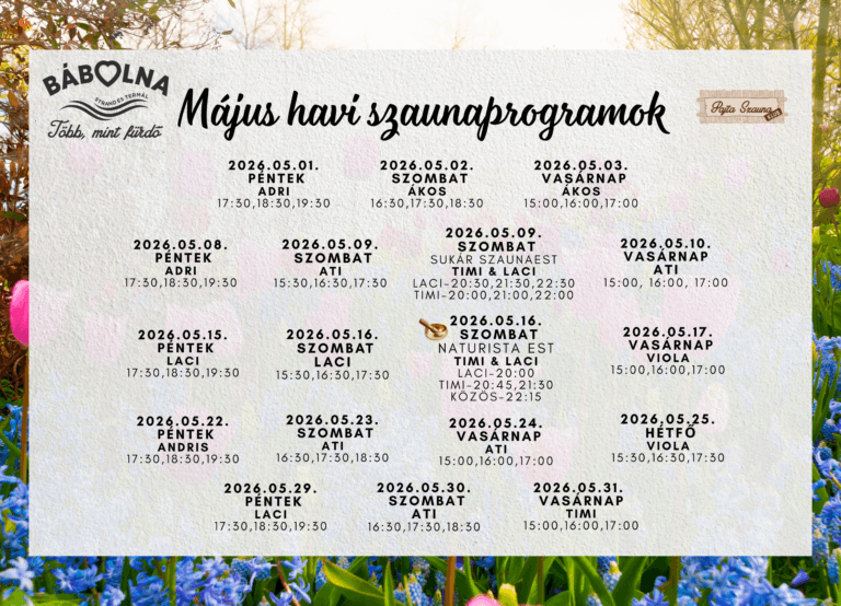 Május havi szaunaprogramok