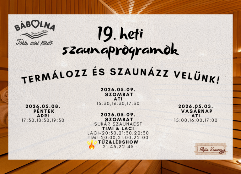 19. heti szaunaprogramok