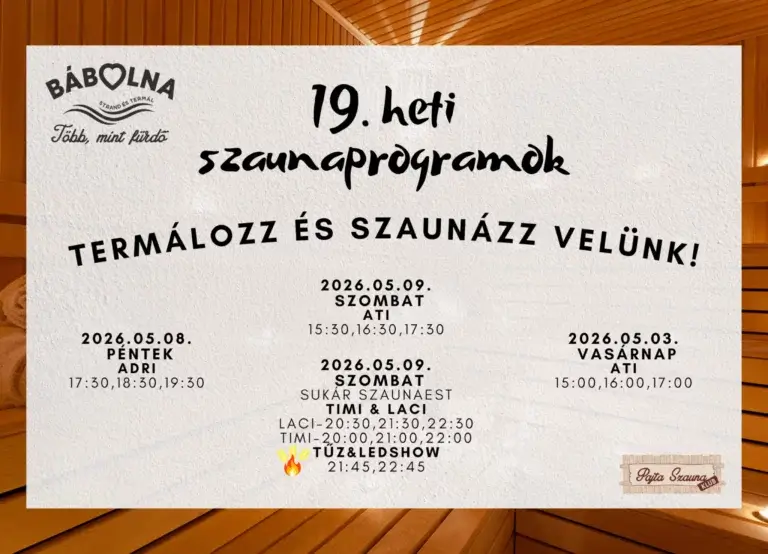 19. heti szaunaprogramok