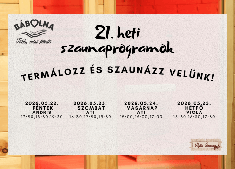 21. heti szaunaprogramjaink