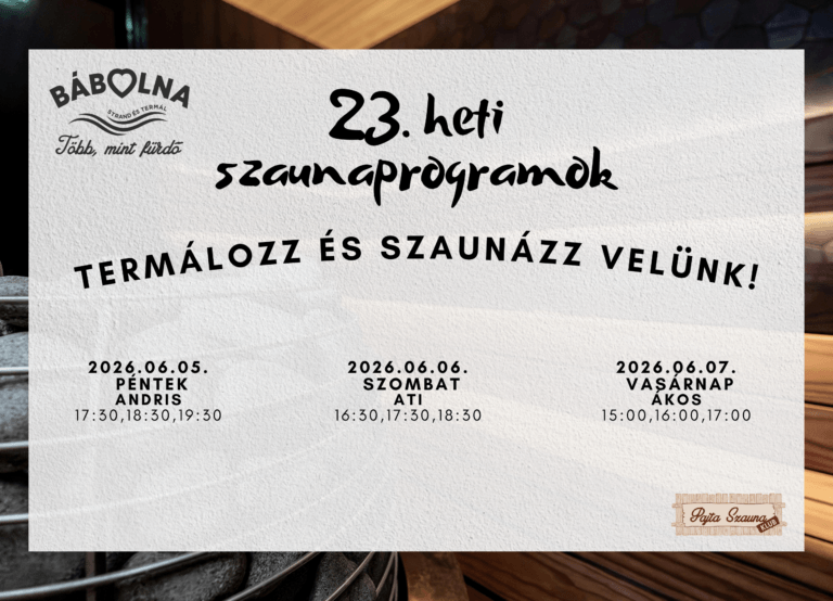 23. heti szaunaprogramok