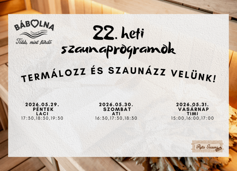 22. heti szaunaprogramok