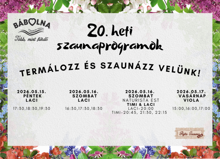 20. heti szaunaprogramok