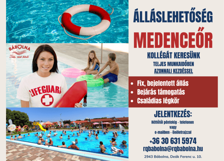 ÁLLÁSLEHETŐSÉG – Medenceőr kollégát keresünk